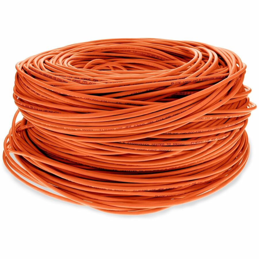 AddOn 1000ft Non-Terminated Orange CAT6 Shielded PVC Solid Bulk Cable CAT 6