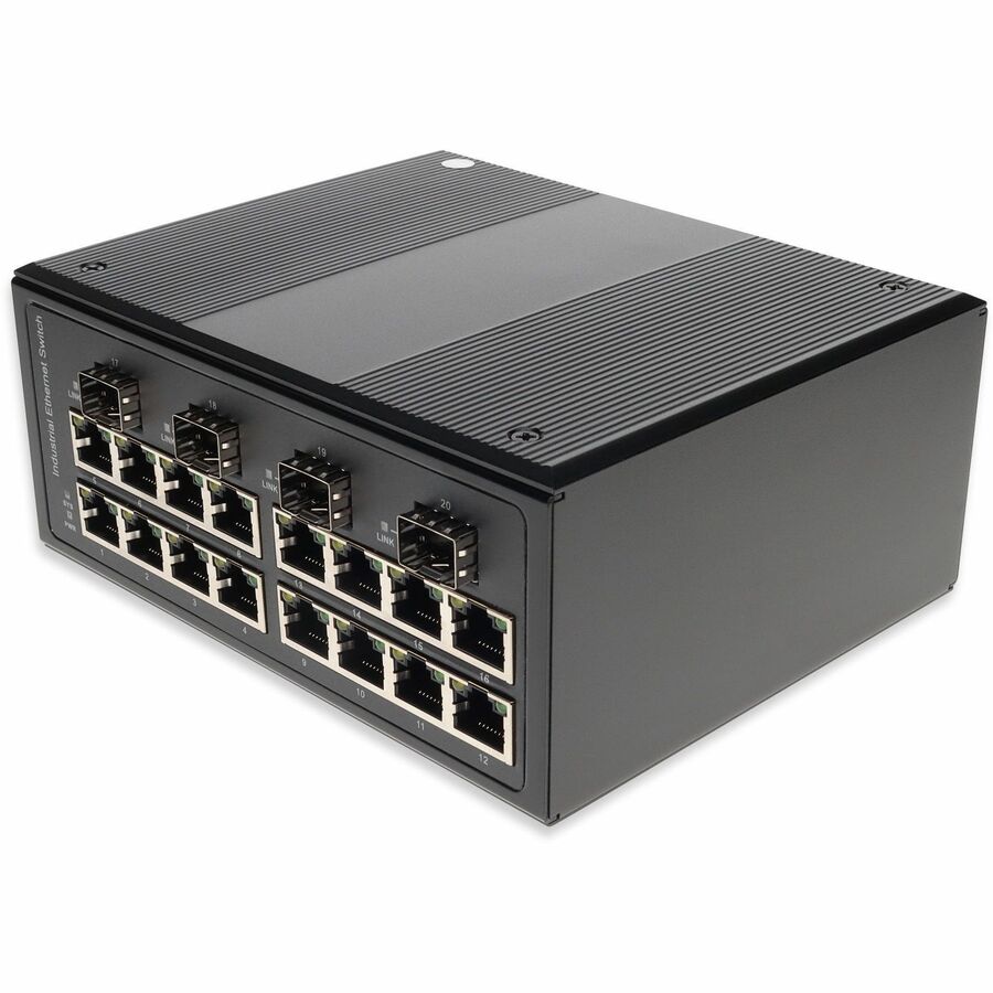 AddOn 10/100/1000Base-TX(RJ-45) x16 to 4 Open SFP Port POE+ Managed Industrial Media Converter Switch