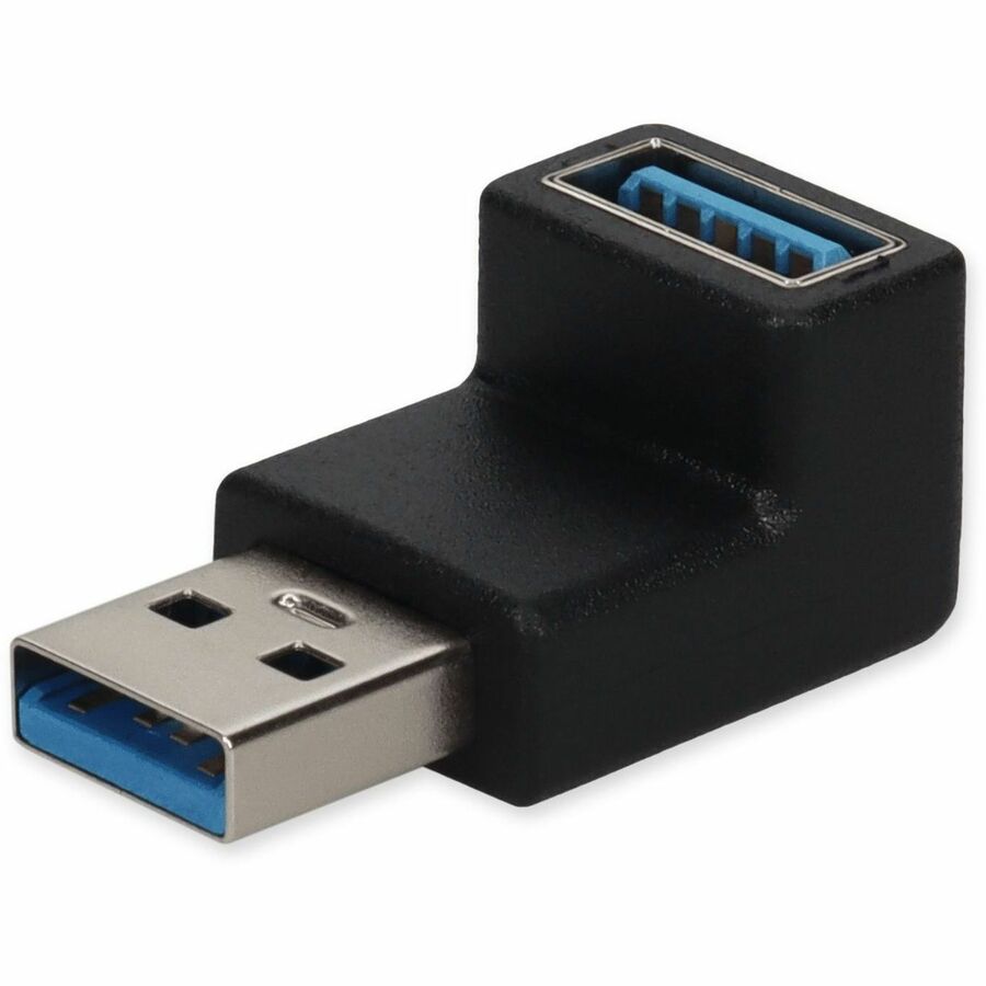 AddOn USB A 3.0 Male Right Angle To USB A 3.0 Female Black Adapter