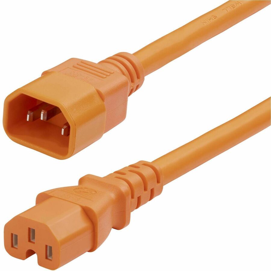 StarTech 6ft (1.8m) Heavy Duty PDU Power Cord, IEC 60320 C14 to C15, 15A 250V, 14AWG, Orange Power Cable, UL Listed, TAA