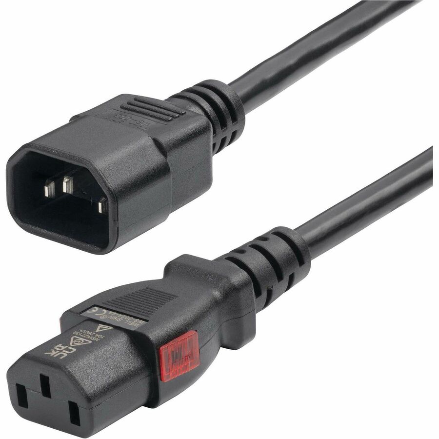 StarTech 10ft (3m) Power Extension Cord, IEC 60320 C14 to Locking C13, PDU Power Cord, 10A 250V, 18AWG, UL Listed, TAA