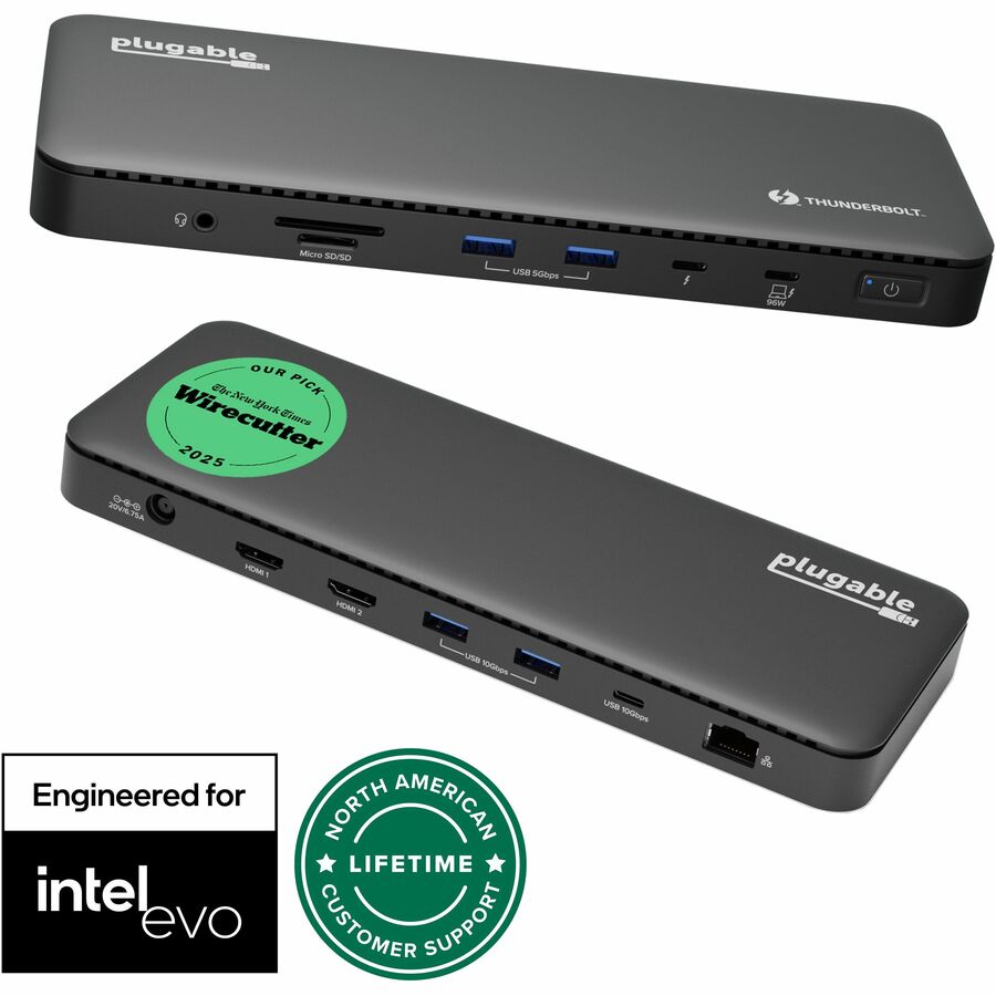 Plugable Thunderbolt 4 Dock, 100W Charging (96W Certified), Dual HDMI Docking Station for Windows and Mac