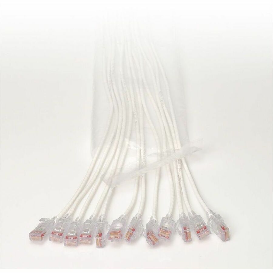 Ortronics EZ Patch Flat Pack Reduced Diameter CAT6A 5ft, 12 Pack, White