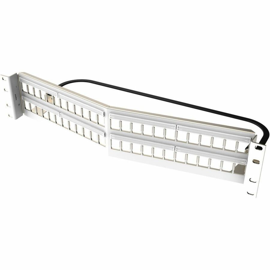 Ortronics Clarity 48-Port, 2RU Shielded High Density Jack, Unloaded Angled Panel - White