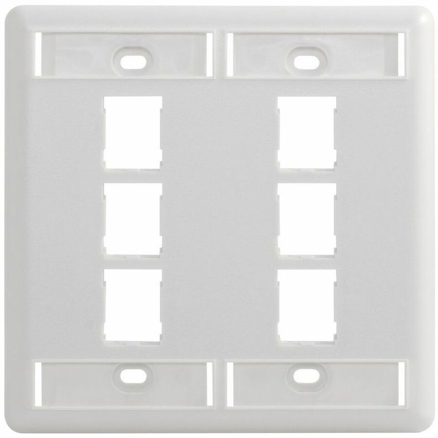 Ortronics HDJ 6 Port Double Gang Faceplate, With Label Field, Cloud White