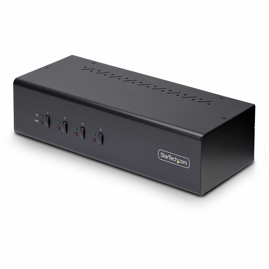 StarTech 4-Port Dual-Monitor DisplayPort KVM Switch, 4K 60Hz, 2x USB 5Gbps Ports, Hotkey/Push-Button Switching, TAA Compliant