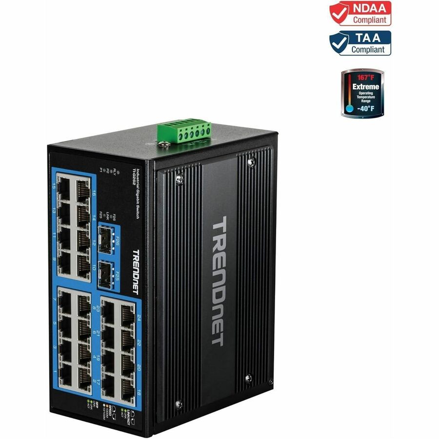 TRENDnet 26-Port Hardened Industrial Gigabit DIN-Rail Switch