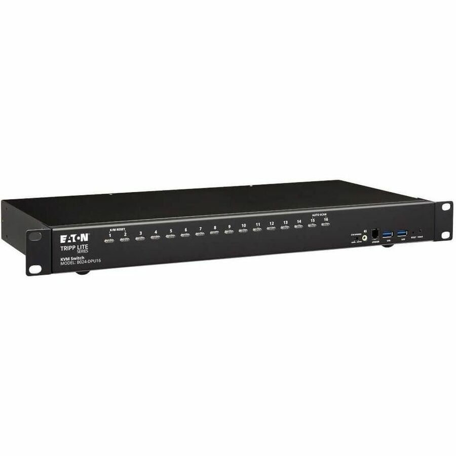 Eaton Tripp Lite Series 16-Port DisplayPort/USB KVM Switch with Audio/Video and USB Peripheral Sharing, 4K 60 Hz, 1U Rack-Mount, TAA