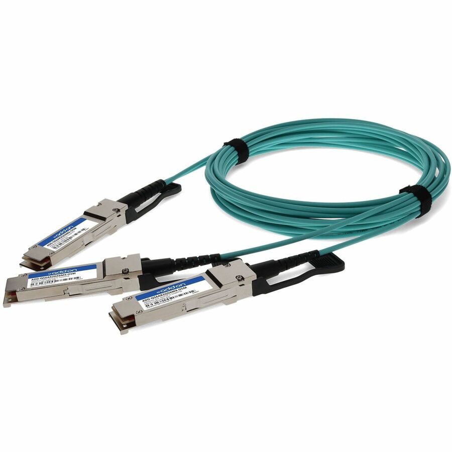 AddOn Arista Networks® to Mellanox® Compatible TAA 200G-AOC QSFP56 to 2xQSFP56 Active Optical Cable (850nm, MMF, 5m, LSZH)