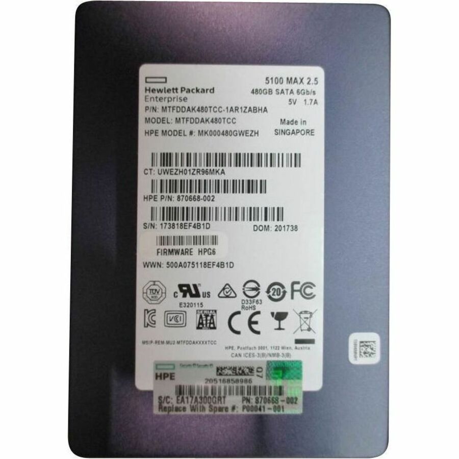 HPE - Certified Genuine Parts Z Turbo 480 GB Solid State Drive - 2.5" Internal - SATA (SATA/600)