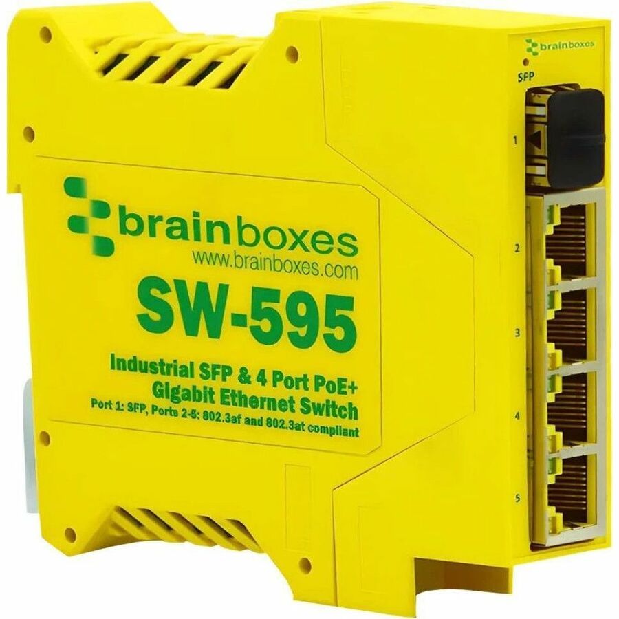 Brainboxes Industrial 1 SFP & 4 Port PoE+ Gigabit Ethernet Switch