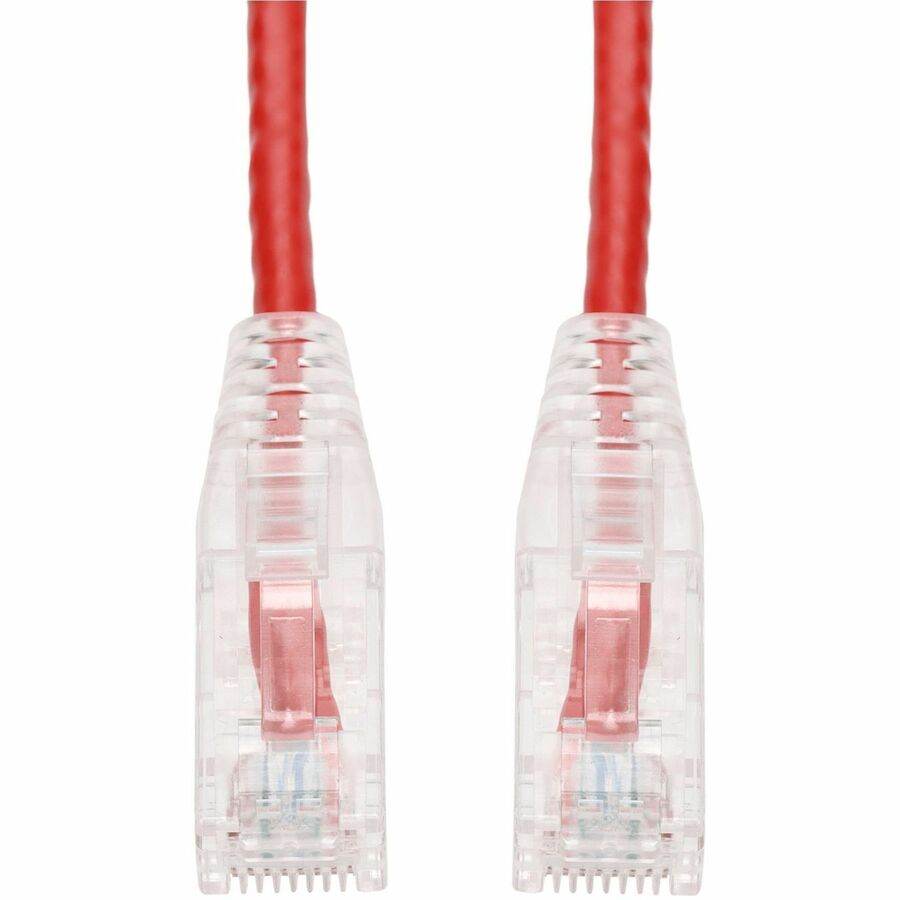 AddOn 10ft Red CAT 6A Slim PVC Ethernet Cable Snagless Clear-Claw TAA RJ-45 M/M