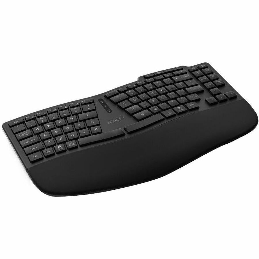 Kensington Pro Fit Ergo KB675 EQ TKL Rechargeable Keyboard - Wireless Connectivity - Bluetooth - Tenkeyless - 32.81 ft (10000 mm) - 2.40 GHz - USB Interface - Windows, Mac OS, ChromeOS - Universal - PC, Mac - Black