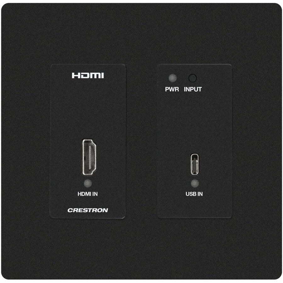 Crestron DM Lite 4K60 4:4:4 Transmitter and 2x1 Auto-Switcher for HDMI and USB-C DisplayPort Signal Extension over CATx Cable, Wall Plate, Black