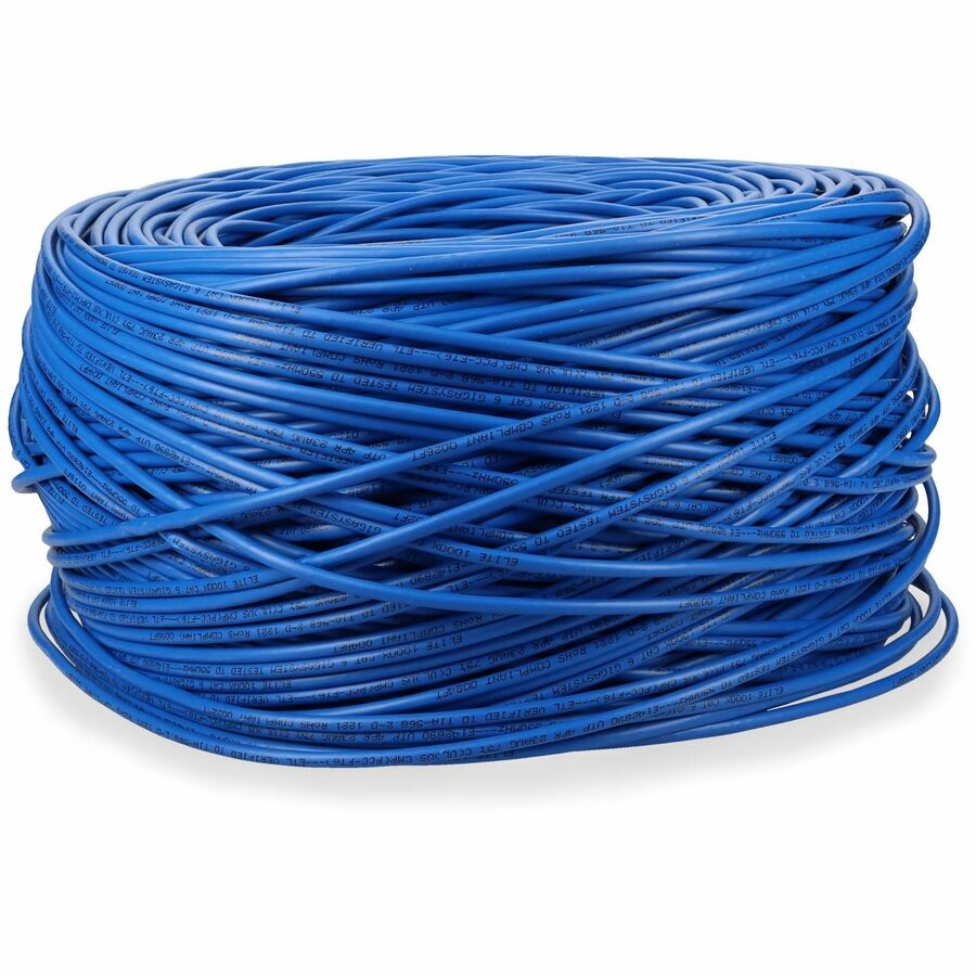 AddOn 500ft Non-Terminated Blue CAT6 Plenum-Rated Solid Bulk Cable CAT 6