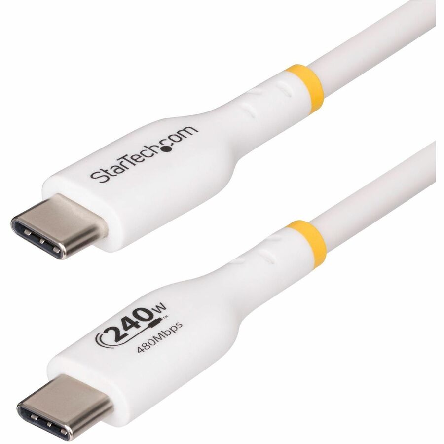 StarTech 10ft White USB-C Charging Cable, USB-IF Certified USB C Cable, 240W PD EPR, USB 2.0 Type-C Laptop Charger Cord, TPE Jacket