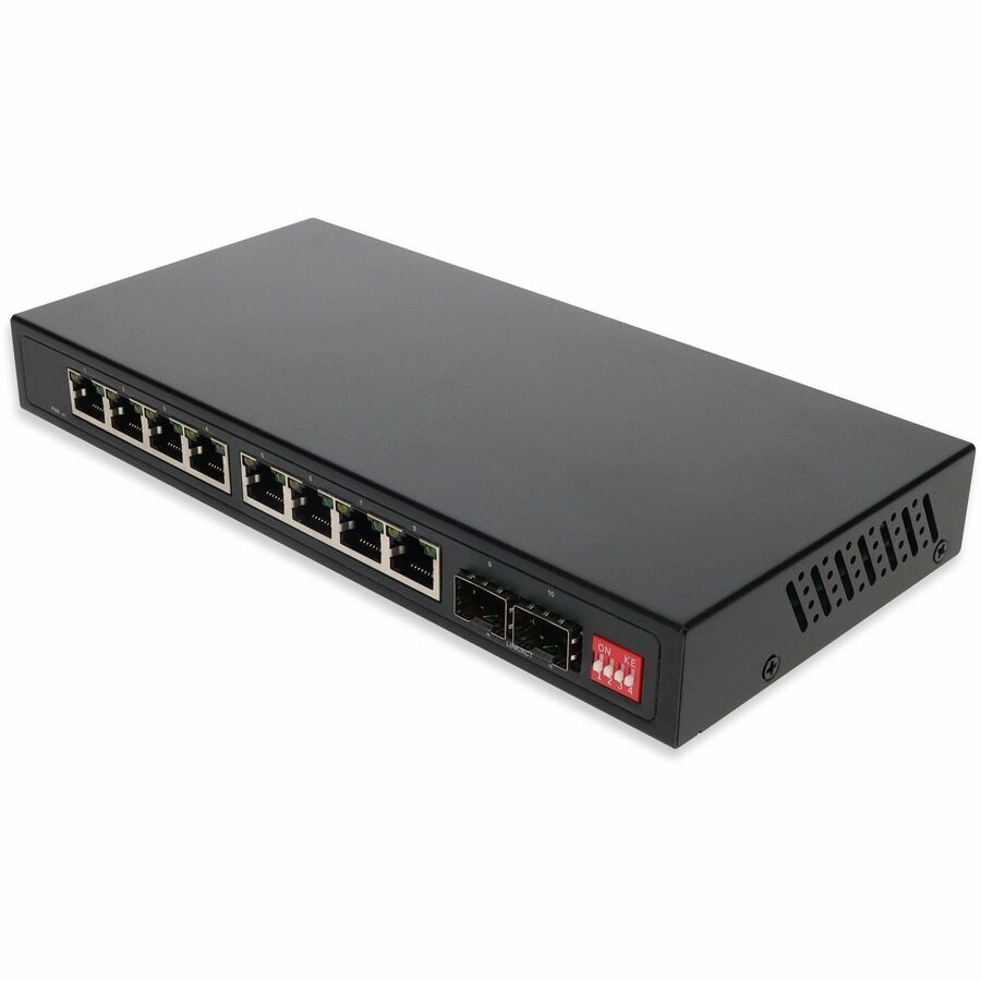 AddOn 10/100/1000Base-TX(RJ-45) x8 to 2 Open SFP Port POE Media Converter