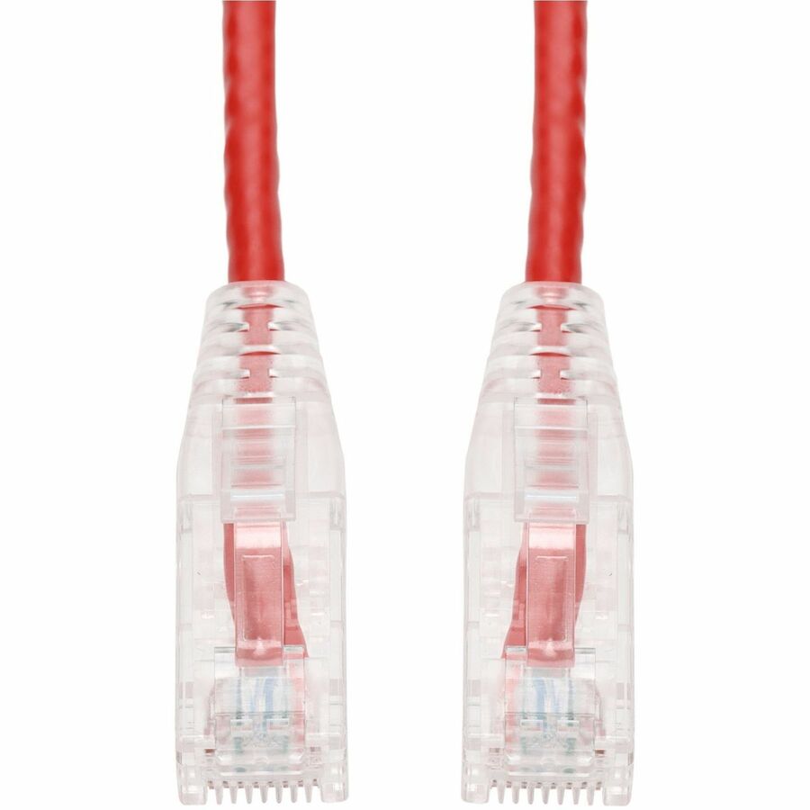 AddOn 100ft Red CAT6A Slim PVC Ethernet Cable Snagless Clear-Claw RJ-45 M/M CAT 6A