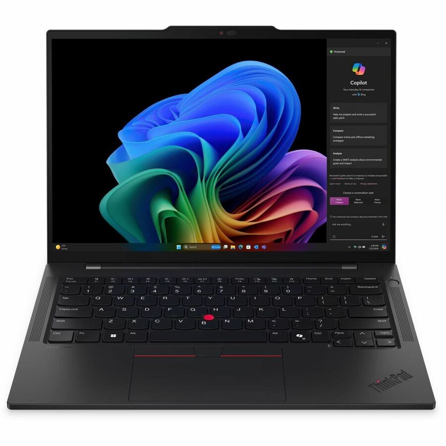 Lenovo ThinkPad T14s Gen 6 21N1001PUS 14" Touchscreen Copilot+ PC Notebook - WUXGA - 60 Hz - Qualcomm Snapdragon X Elite X1E-78-100 - 32 GB - 1 TB SSD - English Keyboard - Black
