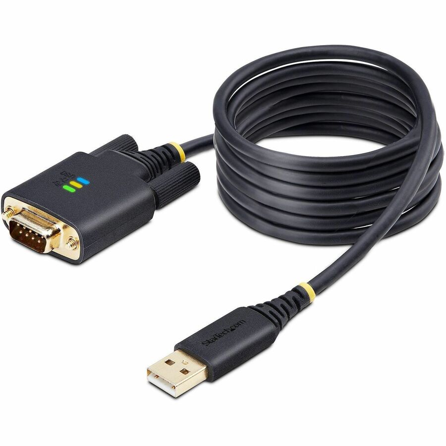 StarTech 6.6ft (2m) USB to Serial Adapter Cable, COM Retention, FTDI, DB9 RS232, Interchangeable DB9 Screws/Nuts, Windows/macOS/Linux