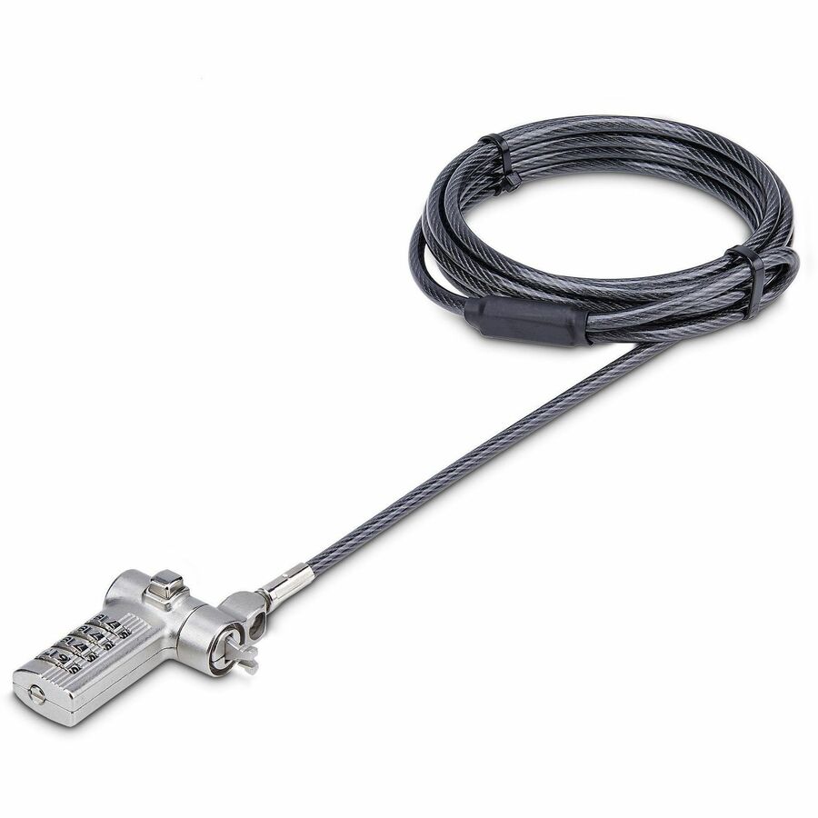 StarTech Universal Laptop Cable Lock 6.6ft, Serialized Combo Security Cable For Notebook, Compatible w/Noble Wedge®/Nano/K-Slot, TAA