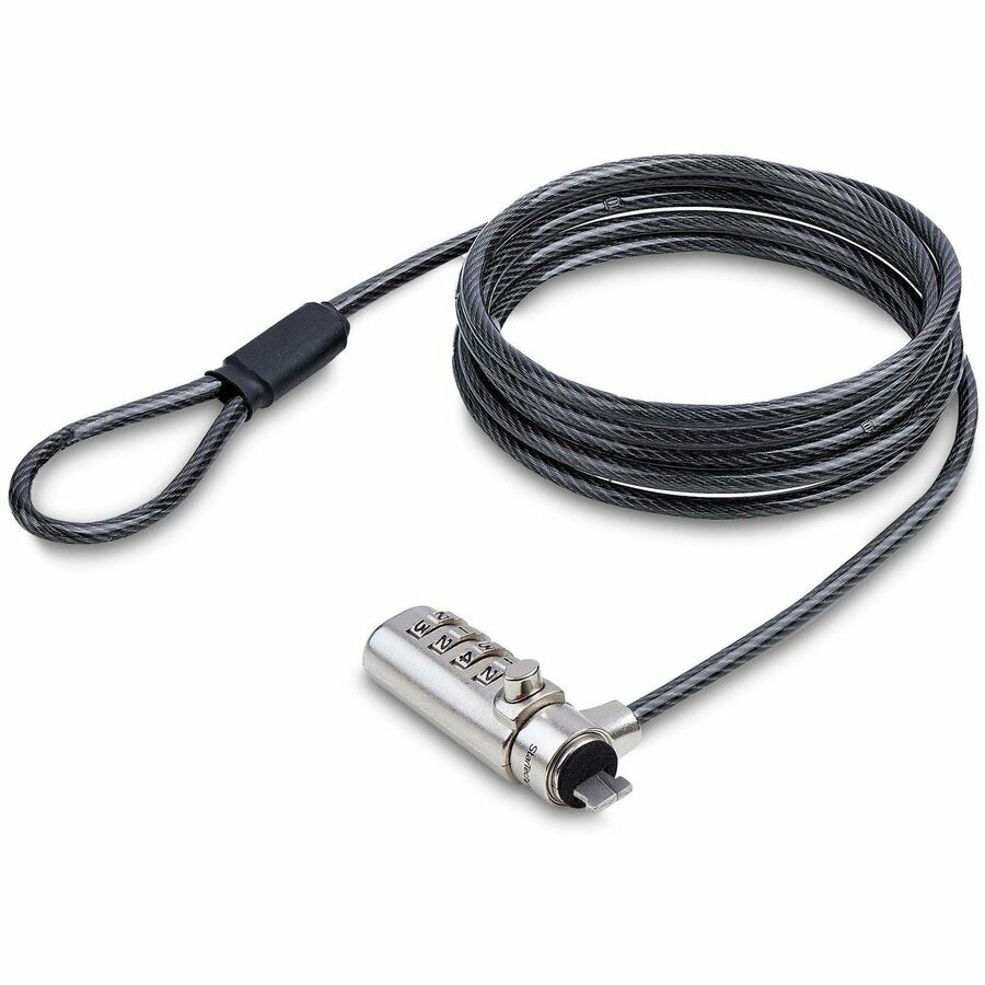 StarTech Slim Lock Nano Slot Compatible, 5ft (1.5m) Combination Locking Cable, Anti-Theft Security For Laptop/Notebook Computer, TAA