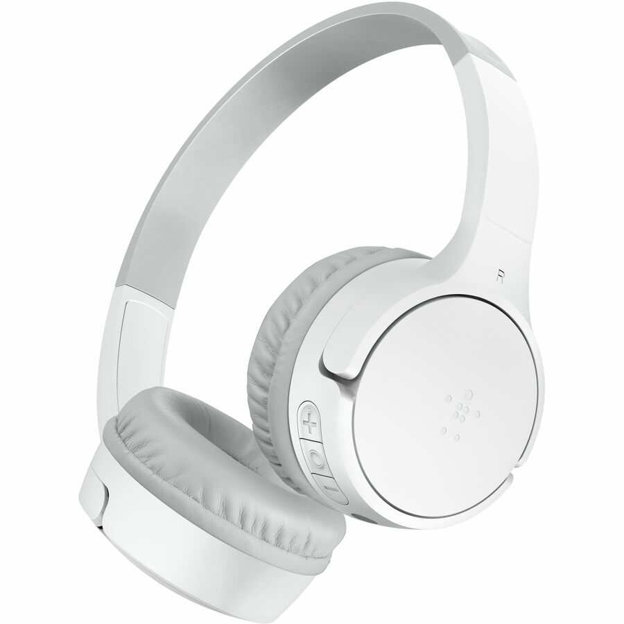 Belkin Wireless Bluetooth On-Ear Headphones for Kids w/ Mic - 85dB Limit - w/ USB-C Cable - Headset - White