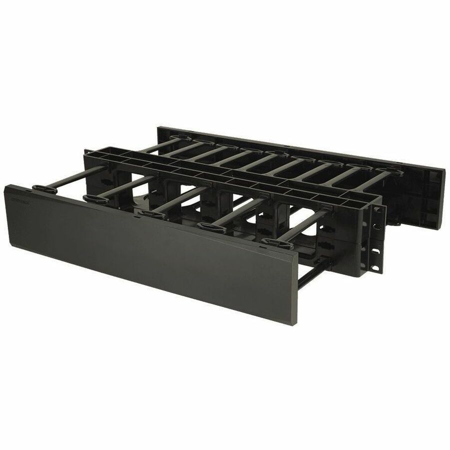 Ortronics Horizontal Cable Manager, Double Sided, 2 rack unit, White