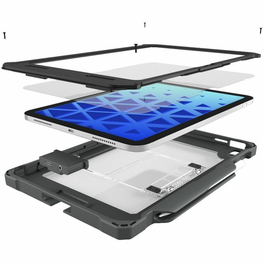 MAXCases Shield Extreme-X2 for iPad 10/11 10.9" w/3.5 mm Adapter and Tamper-Resistant Design (2022) (Black Bezel-Gray Chromebook Case)