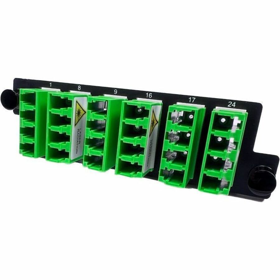 Ortronics High Density 6-LC Quad (24 fibers) single mode APC, Green adapters