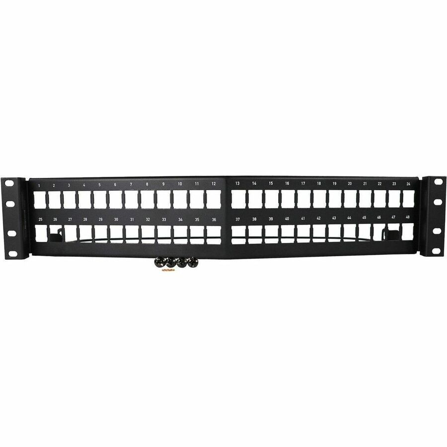 Ortronics HDJ series 48 port 2 RU unloaded angled panel