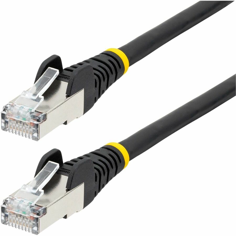 StarTech 1ft CAT6a Ethernet Cable, Black Low Smoke Zero Halogen (LSZH) 10 GbE 100W PoE S/FTP Snagless RJ-45 Network Patch Cord