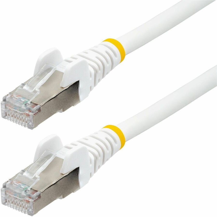 StarTech 60in CAT6a Ethernet Cable, White Low Smoke Zero Halogen (LSZH) 10 GbE 100W PoE S/FTP Snagless RJ-45 Network Patch Cord