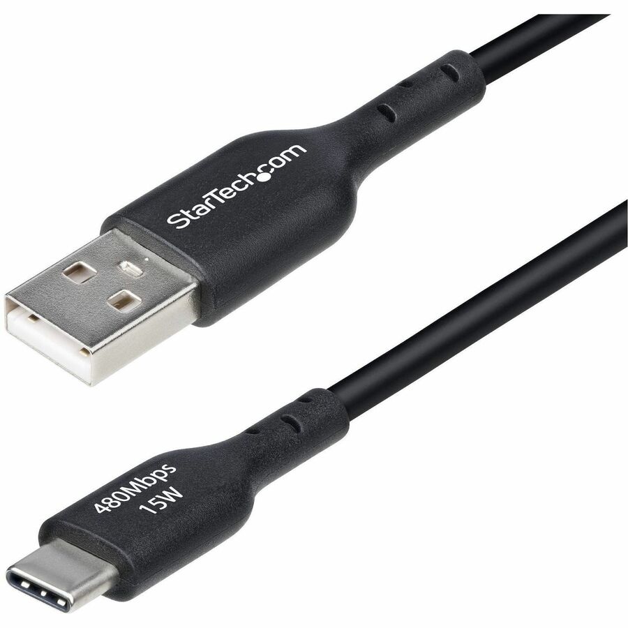 StarTech 3ft (91cm) USB-A to USB-C Charging Cable, Charge & Sync, 3A, USB 2.0, TPE Jacket - Black USB Charging Cord