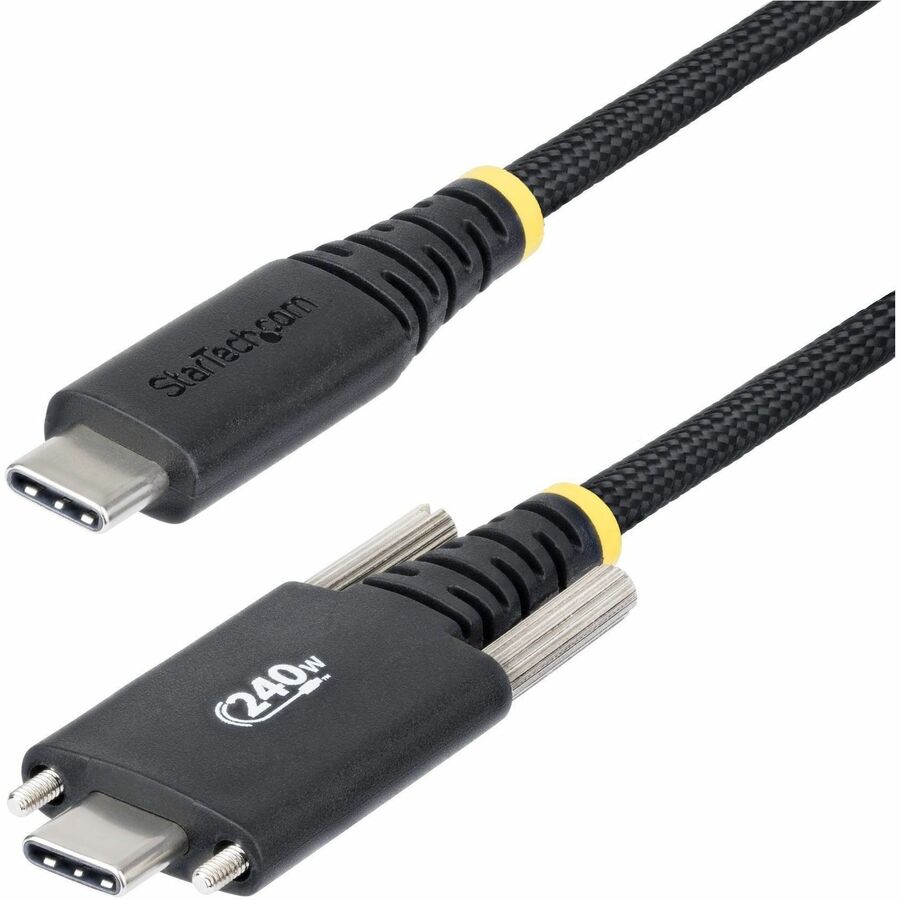 StarTech 6.6ft (2m) USB-C Charging Cable, Durable and Ultra-Flexible, Screw Locking, 240W (5A) PD EPR, USB 2.0 charger Cord, USB-IF