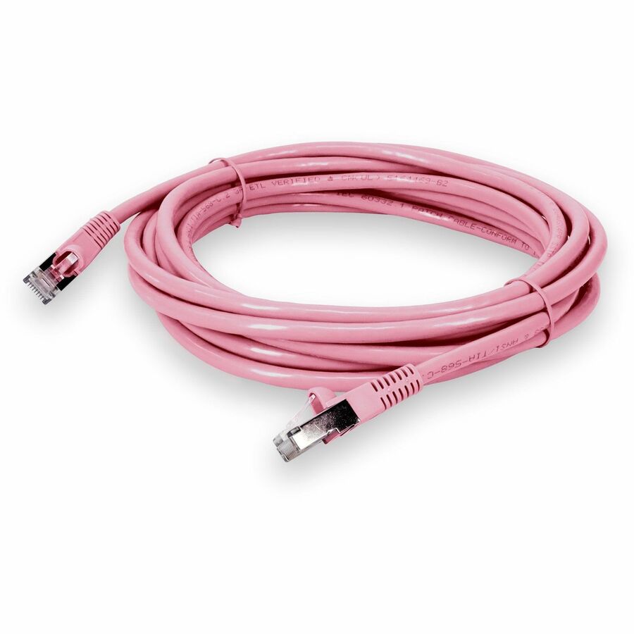 AddOn 20ft Pink CAT6 Shielded PVC Ethernet Cable Snagless Easy Clear Boot RJ-45 M/M CAT 6