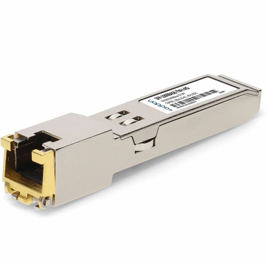 AddOn MSA Compliant 10/100/1000Base-TX SFP Transceiver (Copper, RJ-45, 100m, SGMII, LOS, Auto Negotiation, Trap Door and Wire Bail, -40 to 85C)