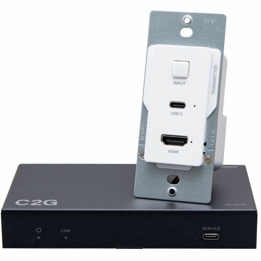 C2G HDMI® HDBaseT + USB-C® Data and Video over Cat Extender Wall Plate Transmitter to Box Receiver - 4K