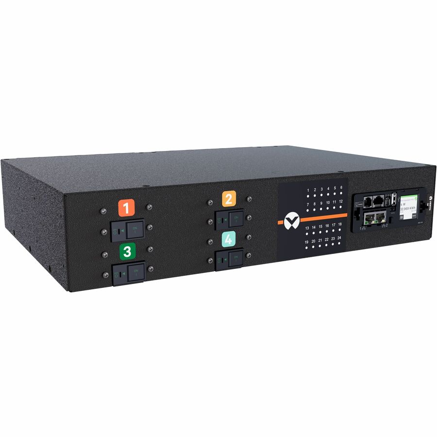 Vertiv PowerIT VP6U62A0 Upgradeable Outlet Level Monitoring HD rPDU, Horizontal, Single Phase, 24 Combination C13/C19 Outlets, 60/63A, 240V, 2U
