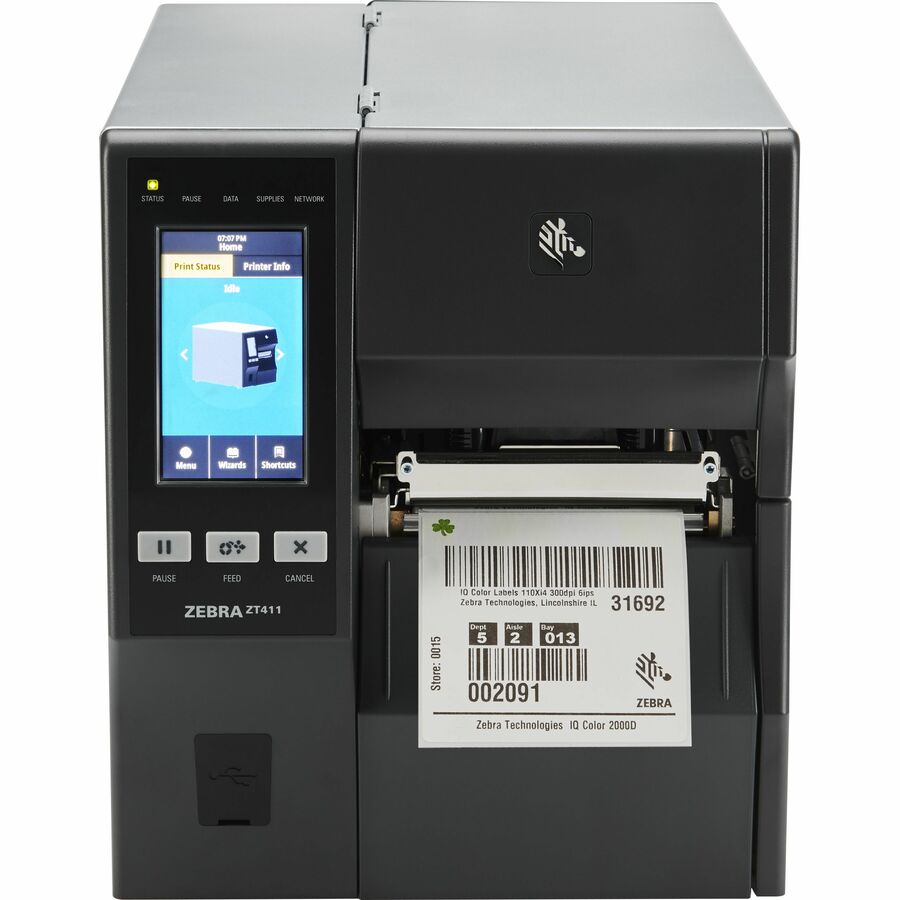 Zebra ZT411 Manufacturing, Industrial, Transportation & Logistic, Retail, Healthcare Direct Thermal/Thermal Transfer Printer - Monochrome - Label Print - USB - USB Host - Serial - Bluetooth - Near Field Communication (NFC) - EU, UK - Black