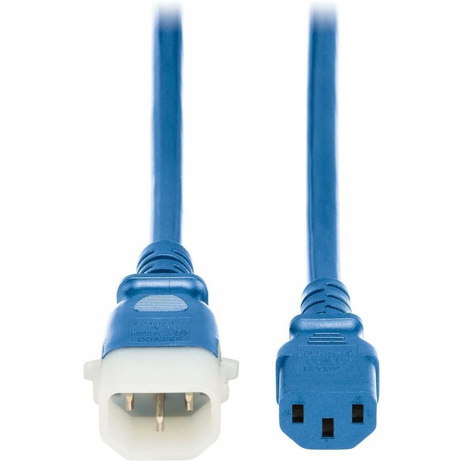 Eaton Tripp Lite Series PDU Power Cords, C13 to P-Lock C14 - Heavy-Duty, 15A, 250V, 14 AWG, 3 ft. (0.9 m), Blue, 6 Pack