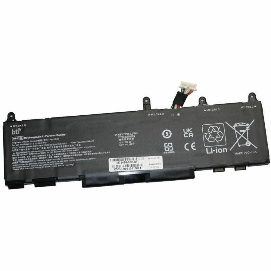 BTI M73466-005-BTI 3-CELL 11.58V LI-ION BATTERY HSTNN-IB9X, HSTNN-IB9Y, HSTNN-LB8V, HSTNN-OB2J, HSTNN-OB3B, M64304-171, M64304-1D1, M64304-2C1, M64304-2D1, M64304-421, M64304-AC1, M64304-AC2, M73466-002, M73466-005, TPN-DB0J, TPN-DB0K, WP03051XL, WP03051XL-PL, WP03XL