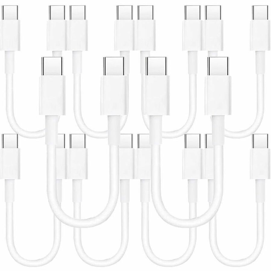4XEM 10 Pack of 1FT USB-C to USB-C 60W Power Delivery Cable - White
