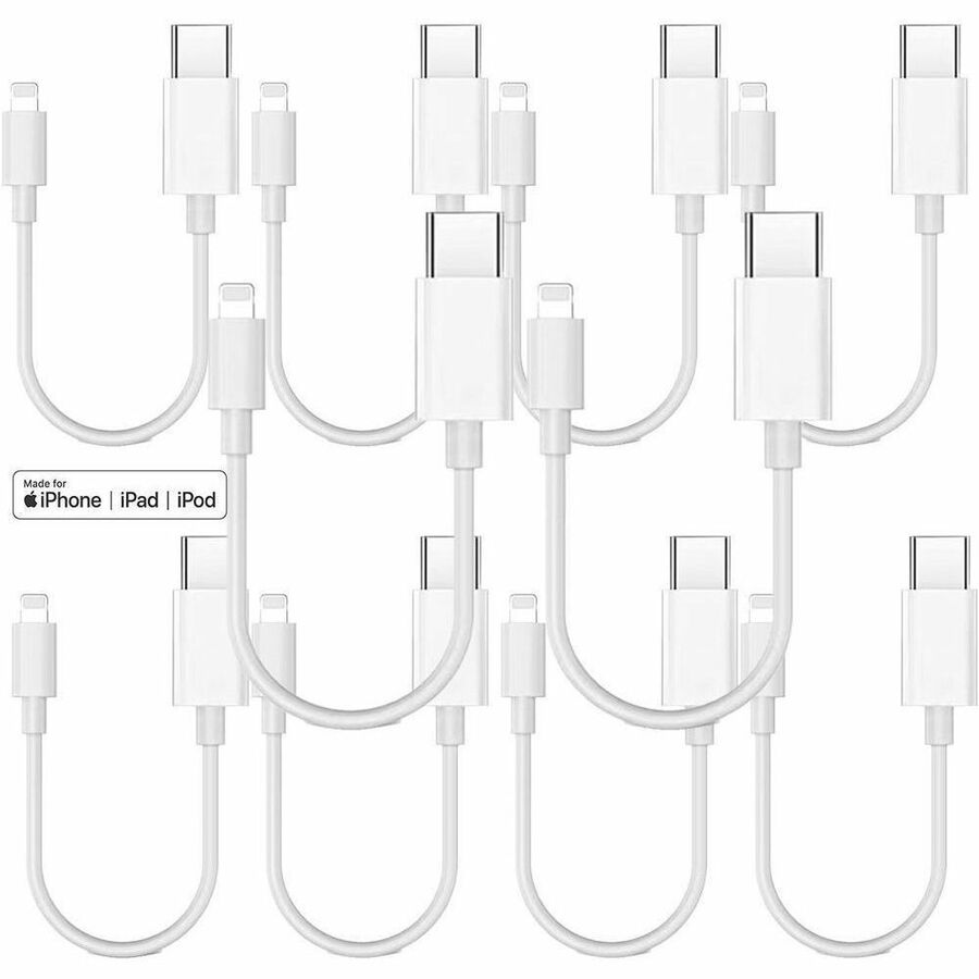 4XEM 10 Pack 1FT USB-C to Lightning Cable (White) - MFi Certified