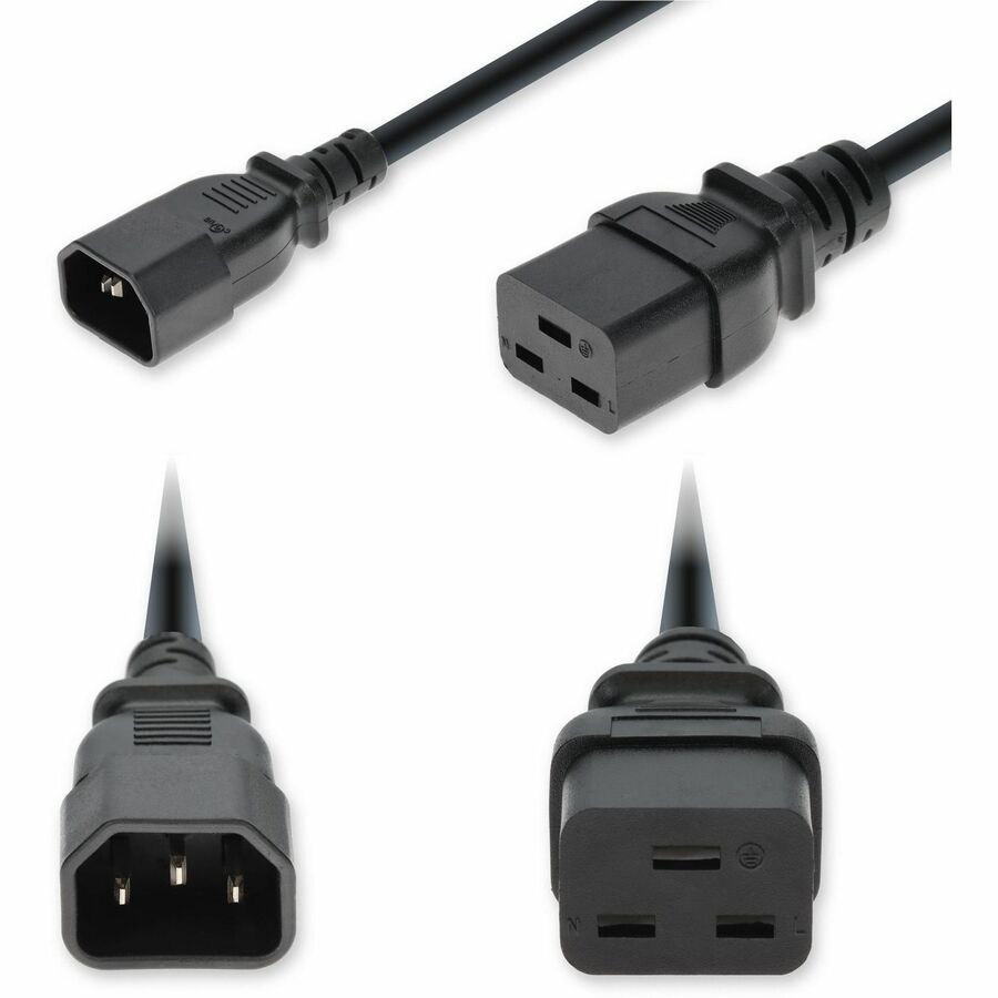 AddOn 6ft C14 Male to C19 Female Industrial Grade 14 AWG 250V at 15A PVC SJT (Service Junior Thermoplastic) Black Power Cable