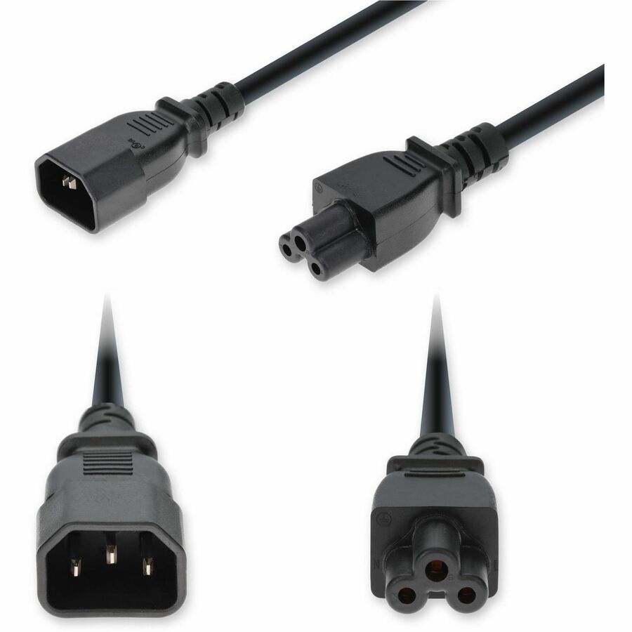 AddOn 8ft C14 Male to C5 Female Standard Commercial 18 AWG 250V at 10A PVC SJT (Service Junior Thermoplastic) Black Power Cable