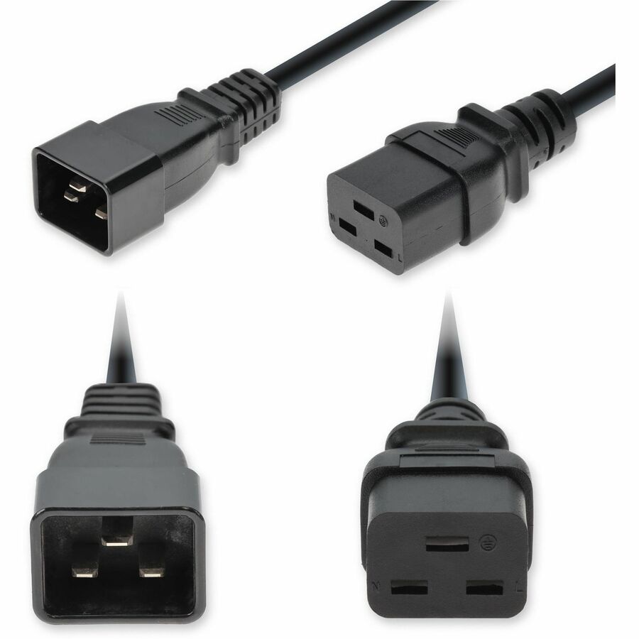 AddOn 8ft C20 Male to C19 Female Industrial Grade 14 AWG 250V at 15A PVC SJT (Service Junior Thermoplastic) Black Power Cable