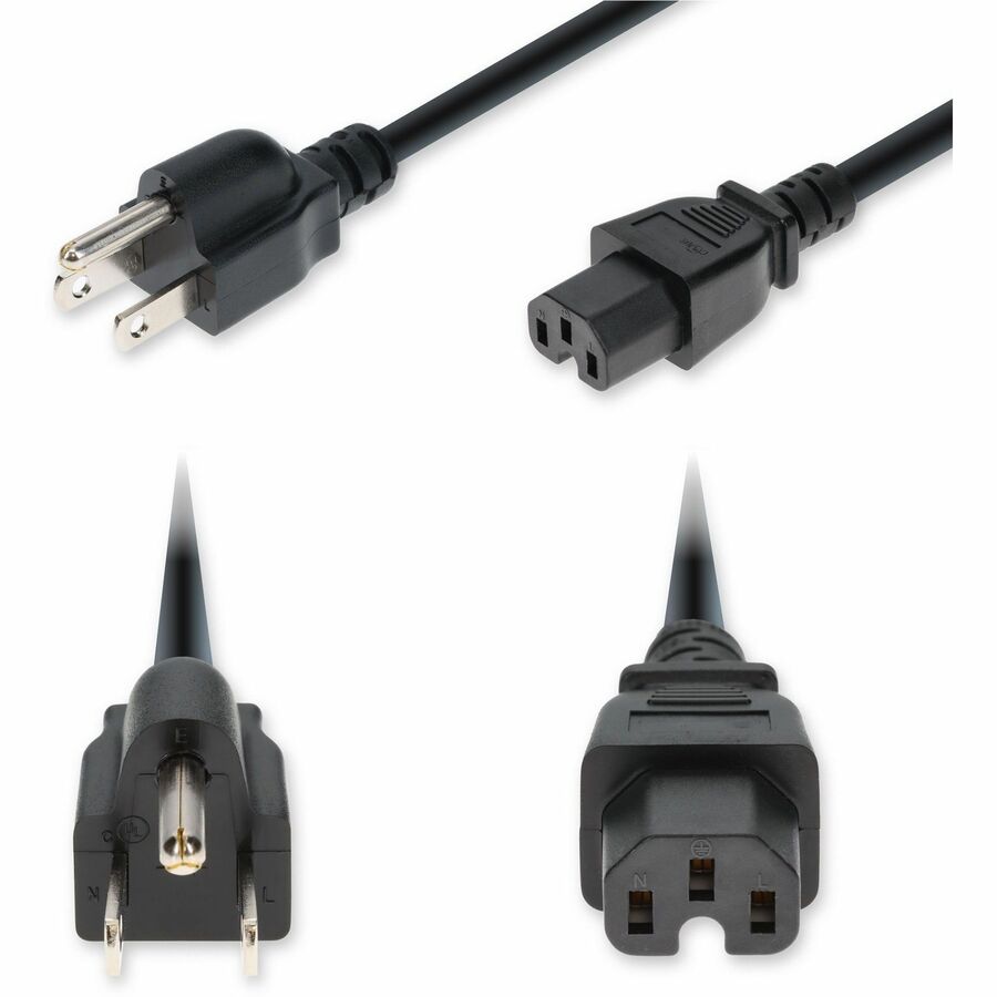 AddOn 6ft NEMA 5-15P Male to C15 Female High-Temperature 14 AWG 125V at 15A PVC SJT (Service Junior Thermoplastic) Black Power Cable