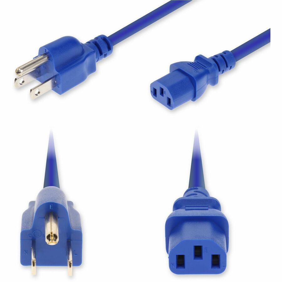 AddOn 10ft NEMA 5-15P Male to C13 Female Standard Commercial 18 AWG 125V at 10A PVC SJT (Service Junior Thermoplastic) Blue Power Cable