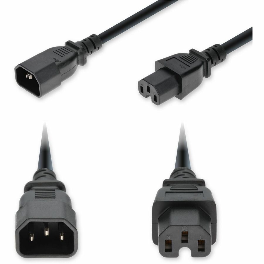 AddOn 10ft C14 Male to C15 Female Standard Commercial 14 AWG 250V at 15A PVC SJT (Service Junior Thermoplastic) Black Power Cable